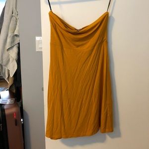Strapless mustard dress